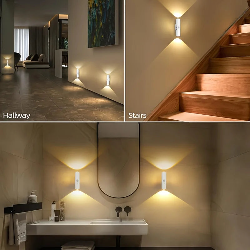 lampe murale détecteur mouvement rechargeable led moderne blanc adhésive flux lumineux élevéentrée chevet