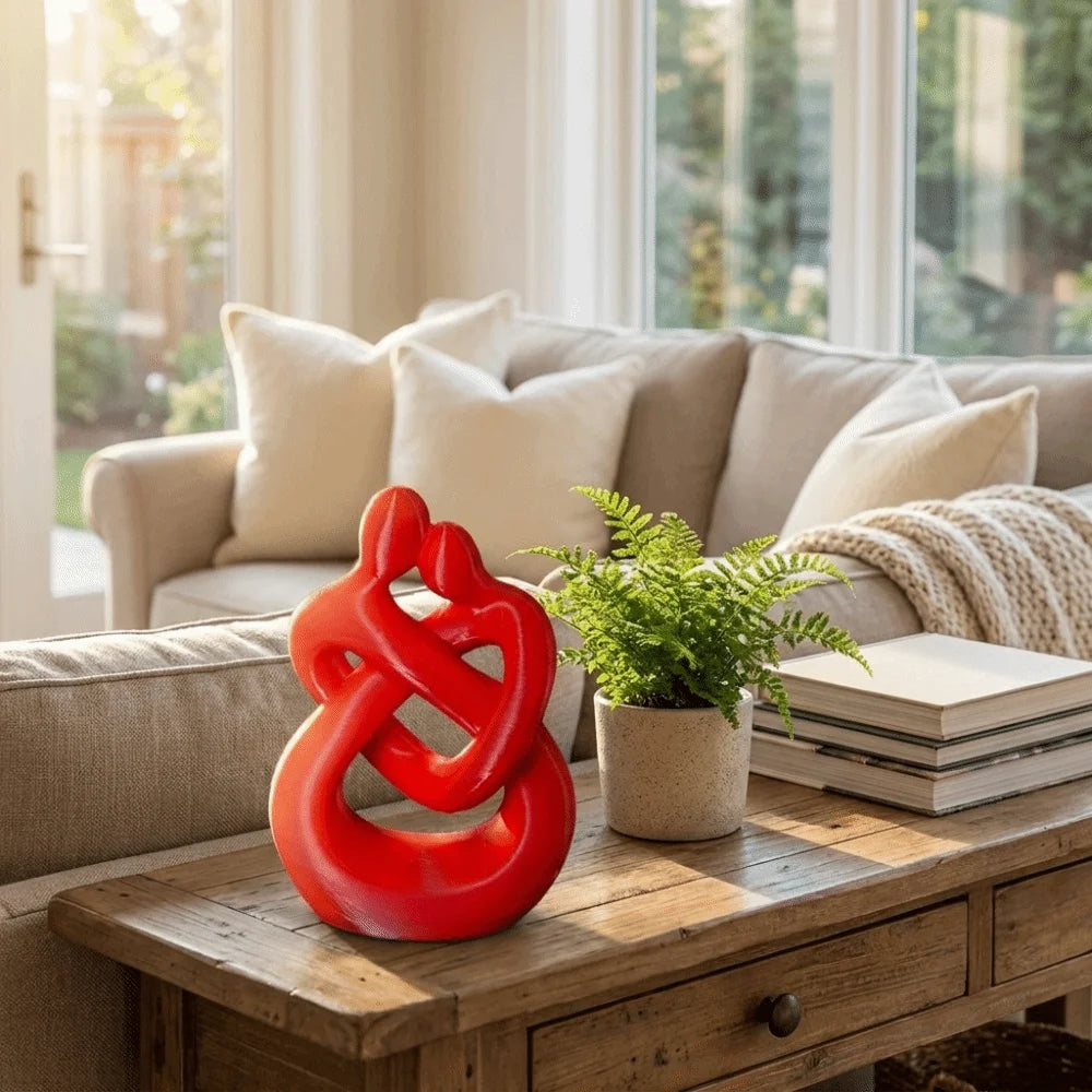 sculpture abstraite couple étreint blanc moderne minimaliste intérieur décoration objet art