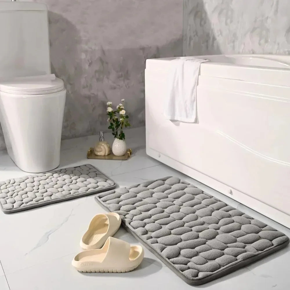 tapis bain antidérapant 3d relief galets moderne salle absorption rapide machine