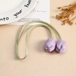 accessoires cheveux fleurs tulipes moderne vert clair violet rose pâle blanc satiné