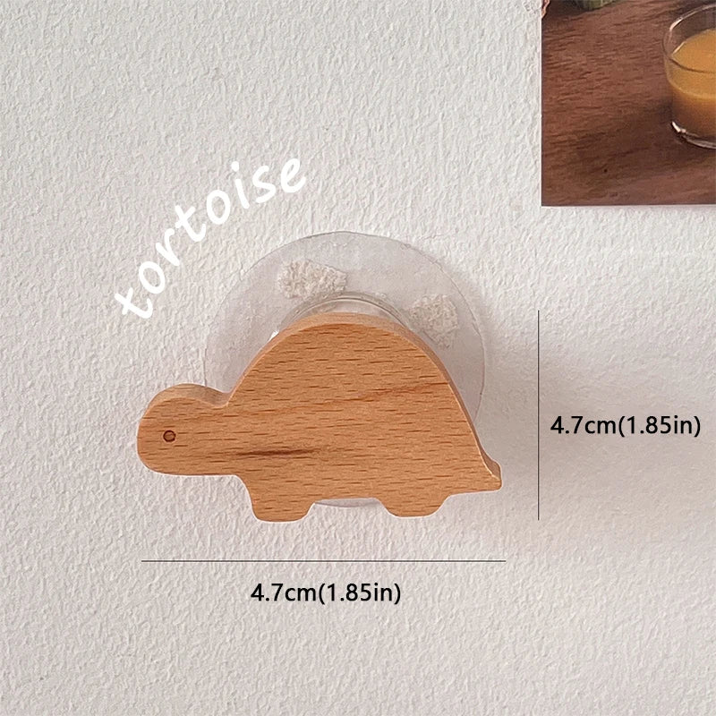 porte clés forme animaux bois naturel minimaliste suction lion girafe hippopotame tortue