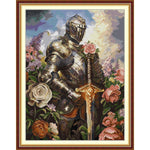 point croix chevalier épée fleurs ornemental argent doré rose blanc vert bleu coton guide