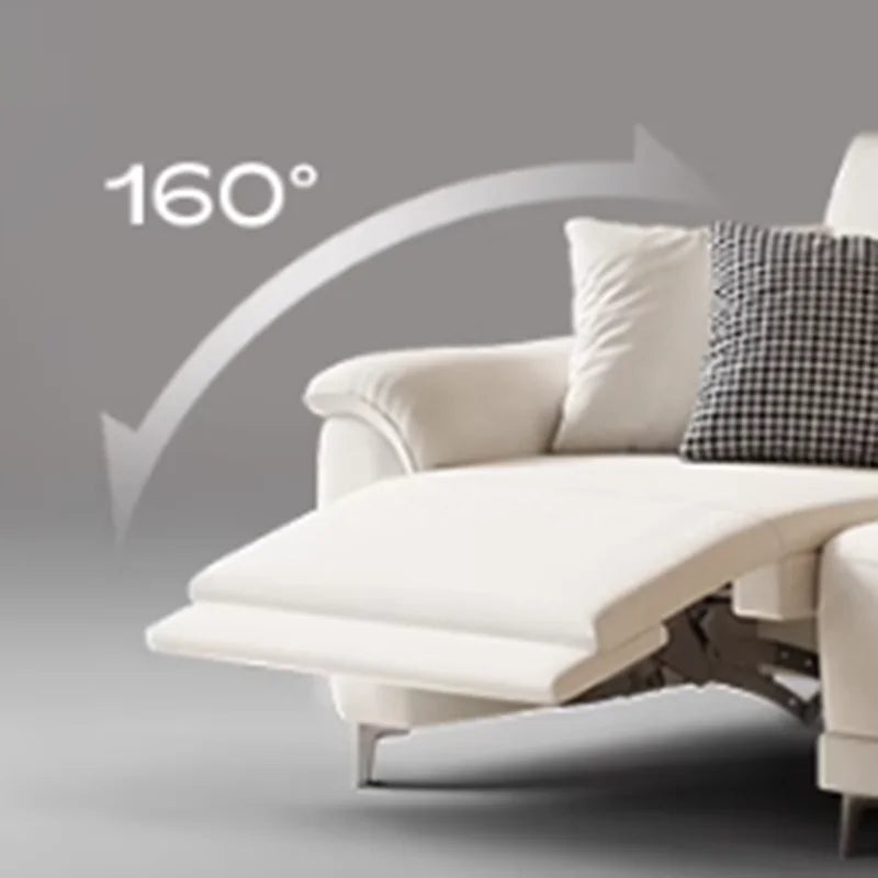 canapé d'angle moderne beige clair tissu confortable grand salon épuré coussins