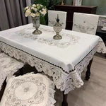 nappe table rectangulaire polyester brodé fleurs classique imperméable réutilisable blanc rose vert beige