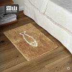 tapis sol polyester flocage poisson blanc moderne lavable maison durable