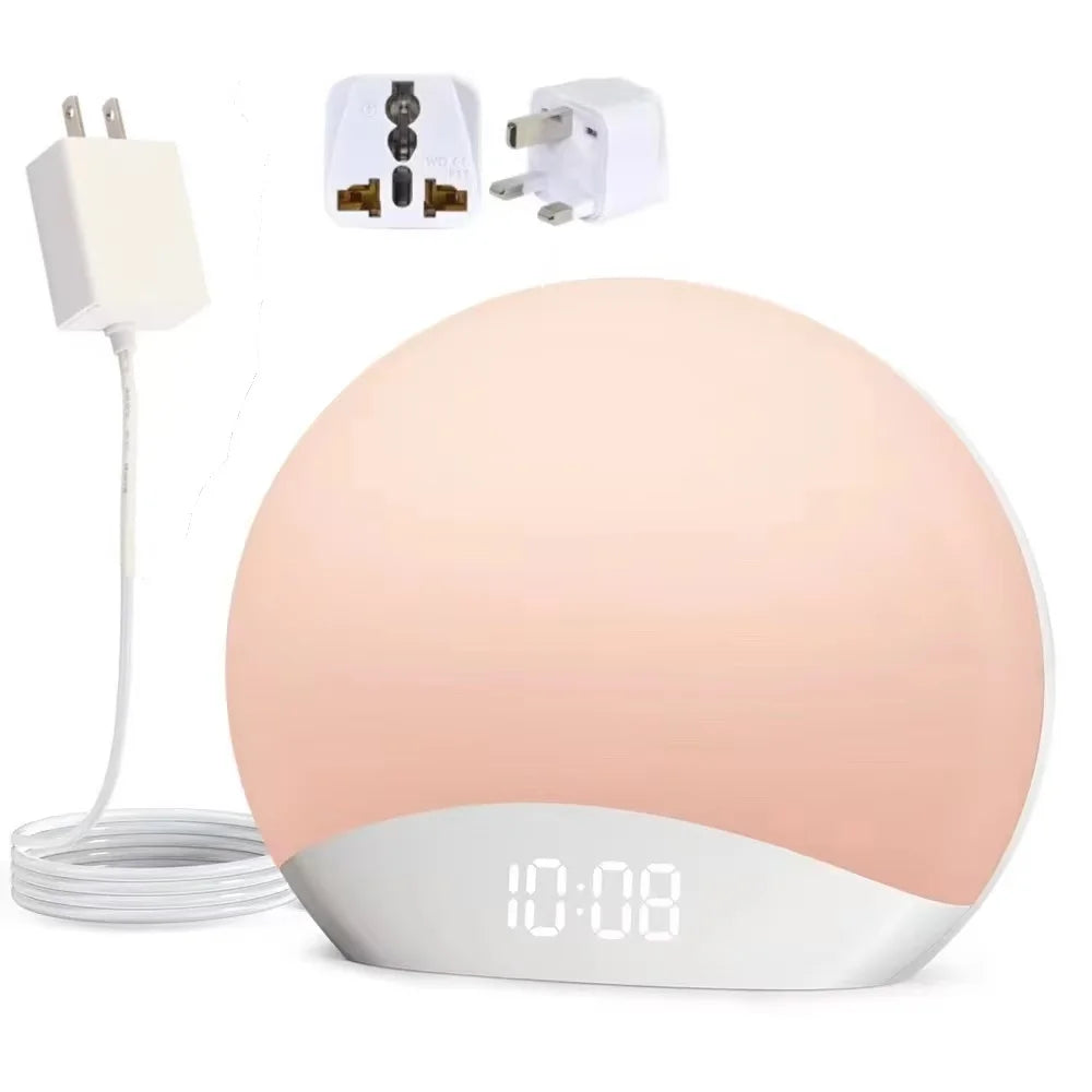 lampe ambiance graduel lever soleil affichage numerique son apaisant controle luminosite snooze stereo 5w