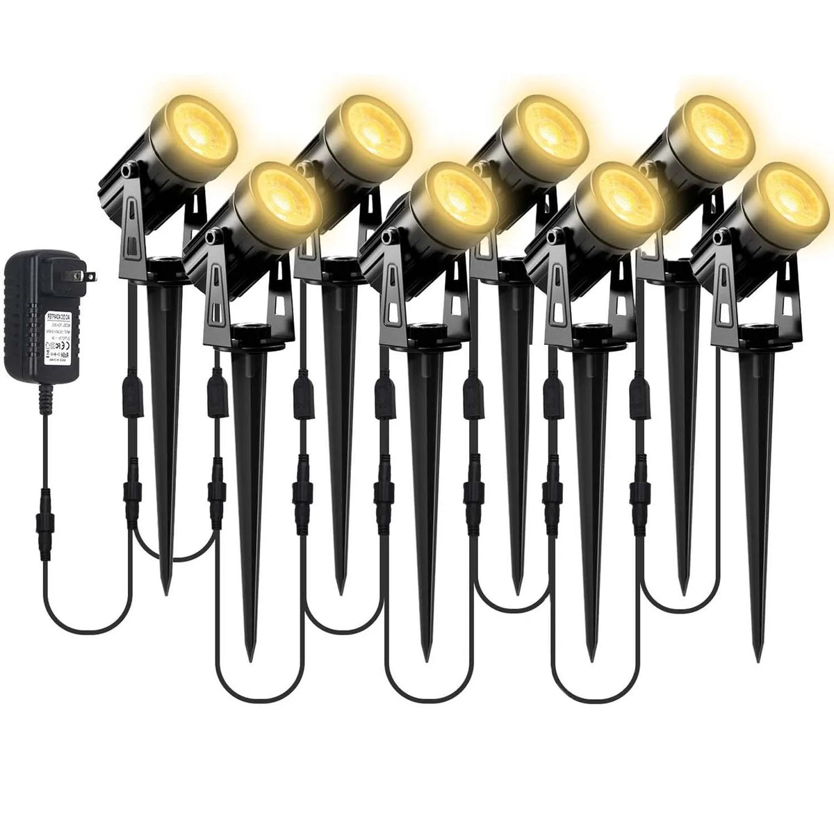 projecteur extérieur ip65 led 3000k jardin moderne noir piquet câble adaptateur