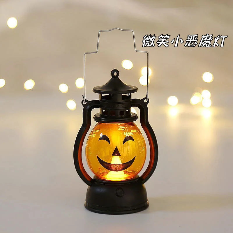 lanterne décorative vintage blanc doré noir citrouille annneau métallique contrôle sans flamme