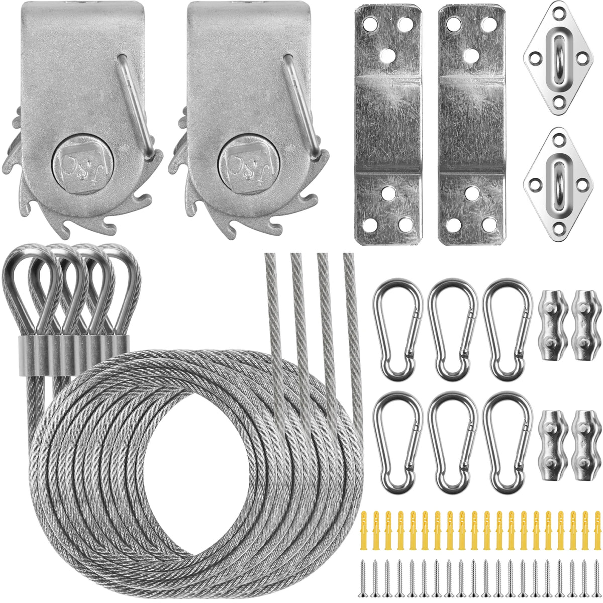 fixation tissus vis turnbuckle pad eye snap hook expansion plastique kit industriel robusteextérieur camping