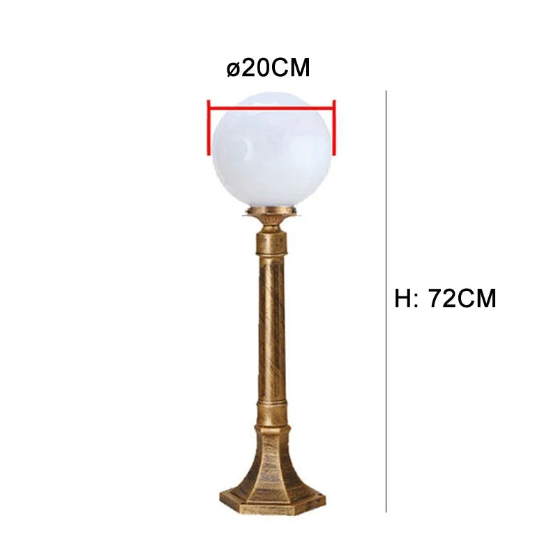 lampe sol classique vintage ip65 led waterproof noir brillant métalextérieur autonomepied carré boule verreflux