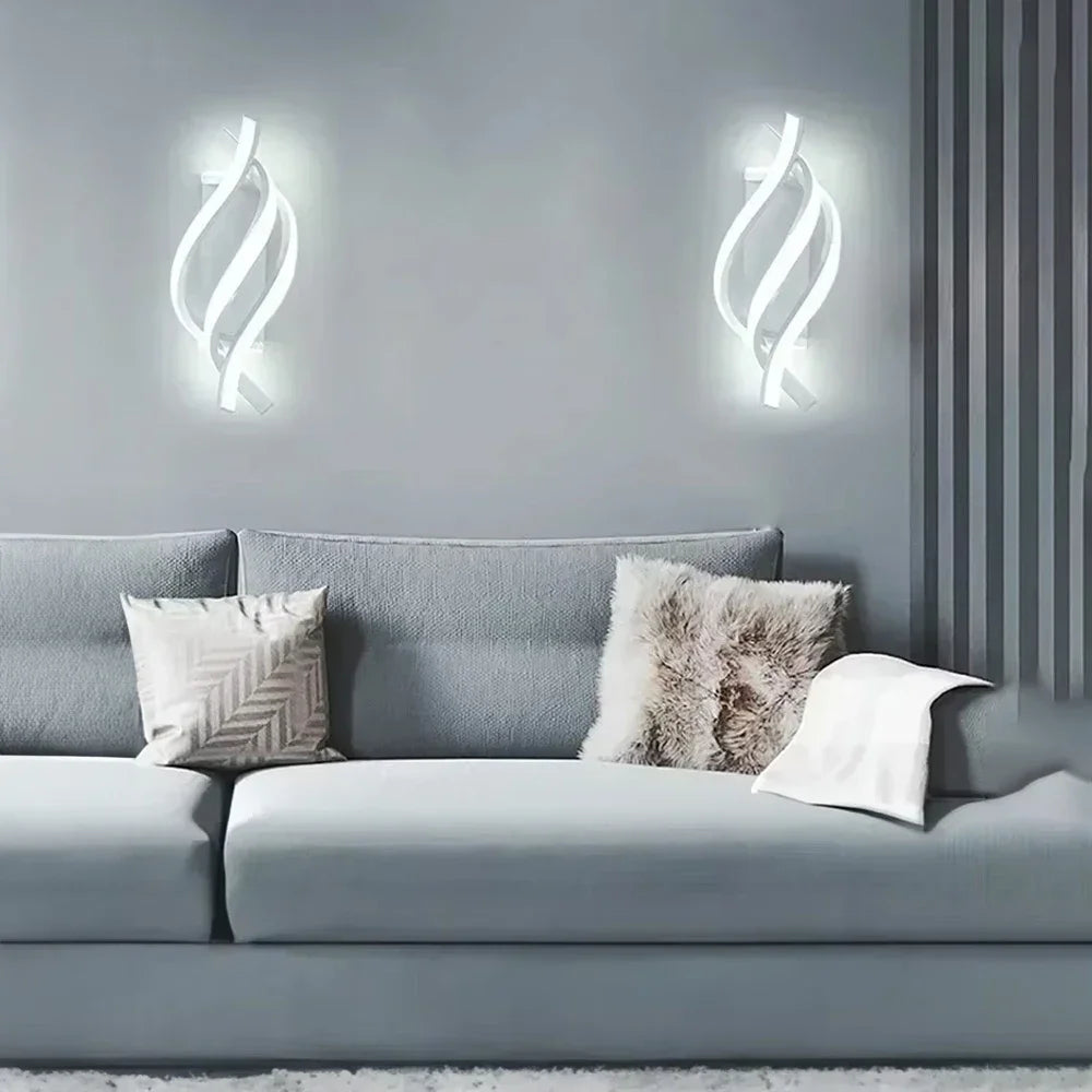 applique murale led blanc ondulé contemporain éclairage intérieur salon chambre coucher