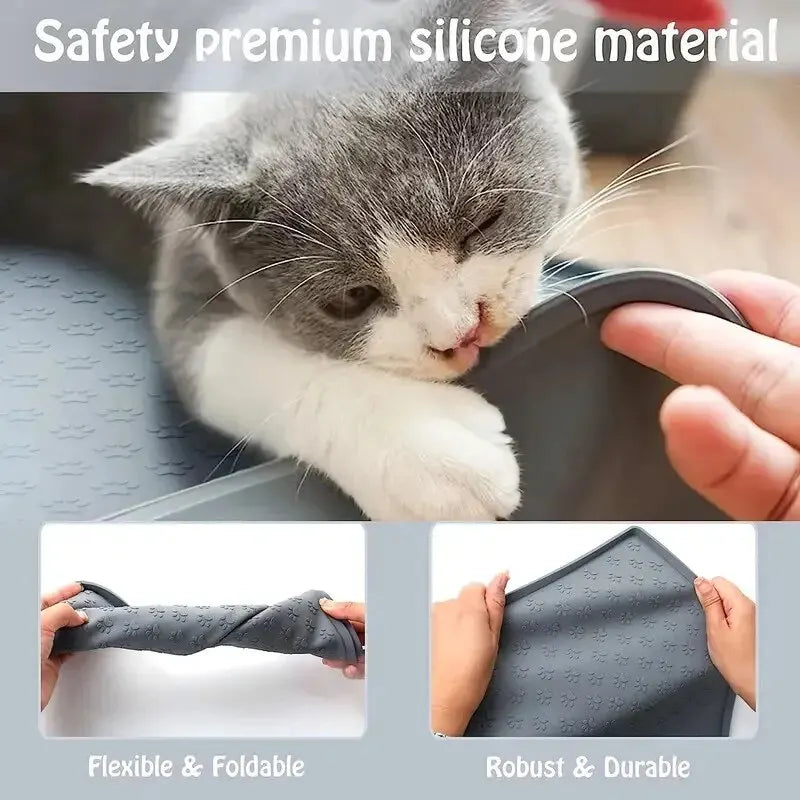 tapis alimentation animaux compagnie silicone antidérapant bols intégrés motif pattes chien chat moderne pratique