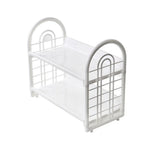 étagère deux niveaux blanc moderne rangement salle bain cosmétiques polyester réutilisable grande capacité