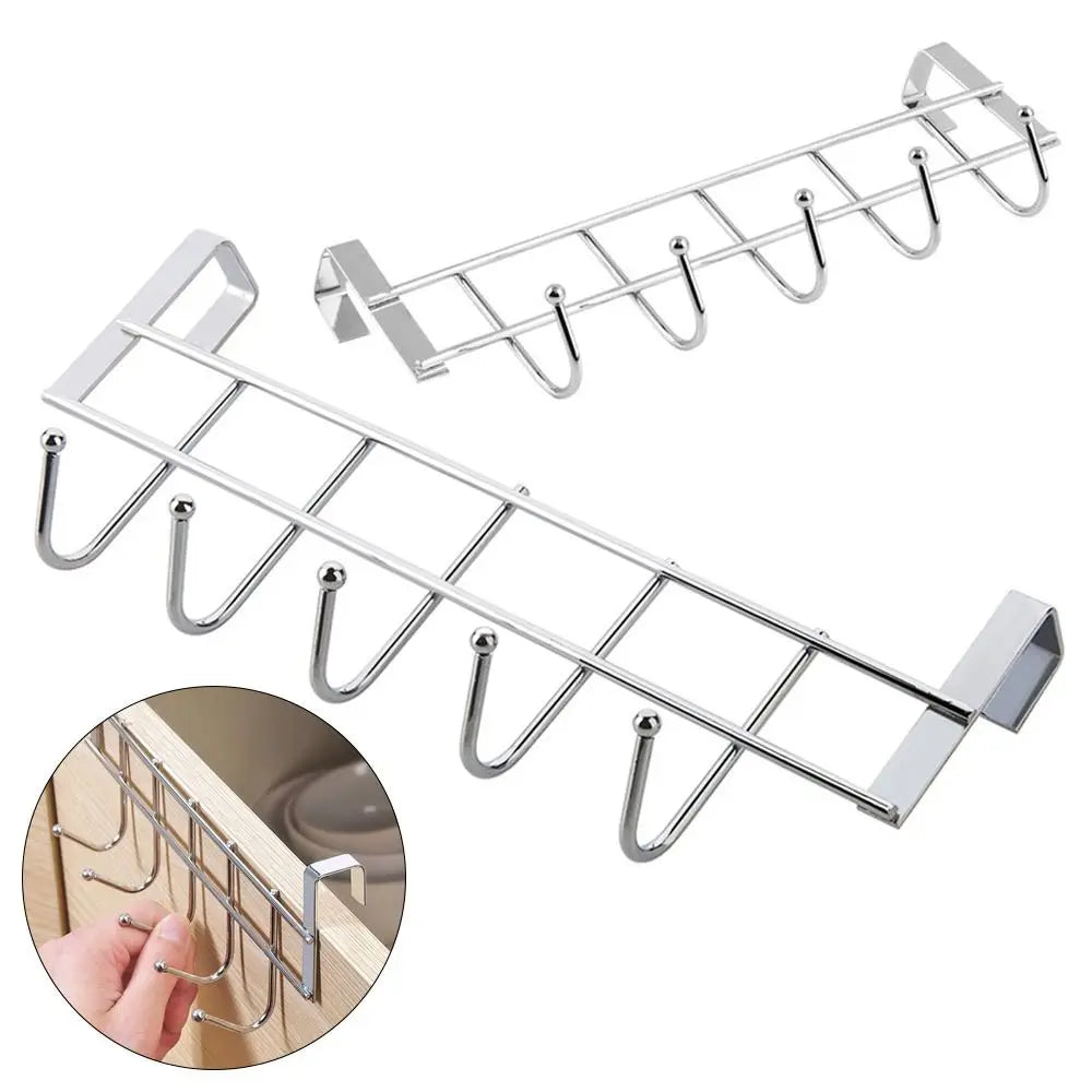 porte ustensils suspension crochet argenté moderne minimaliste clips encoches six crochets métallique lisse