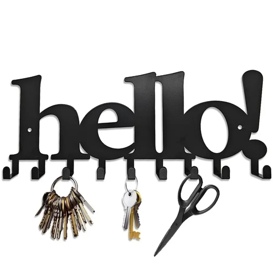 porte cle mural noir fer lettres sweet crochet organisation entree maison moderne