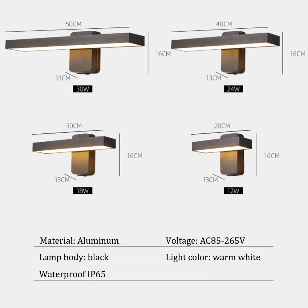 applique murale moderne led étanche ip65 noir blanc 2492000lm 2050cm