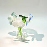 bouquet floral artificiel verre multicolore moderne vase décoration maison transparent artisanal