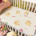 tapis lit bébé imperméable motifs animaux happy time 150x200cm 180x200cm coton blanc rose verte