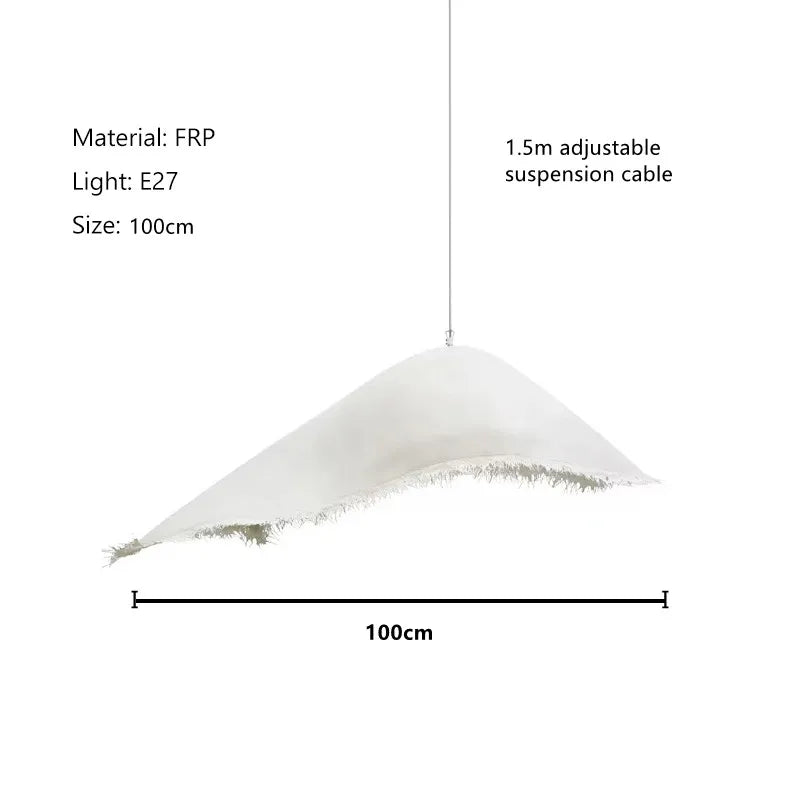lampe suspendue moderne blanc beige tissu frisé opacité câble led chambre salon