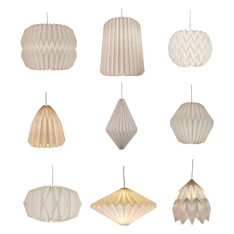 couvre lampe suspendu moderne blanc rayures horizontales fil inoxydable chambre salon decoration