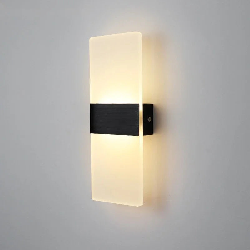 lampe murale moderne blanc noir or gris fixée mur vis 50x18cm led acrylique