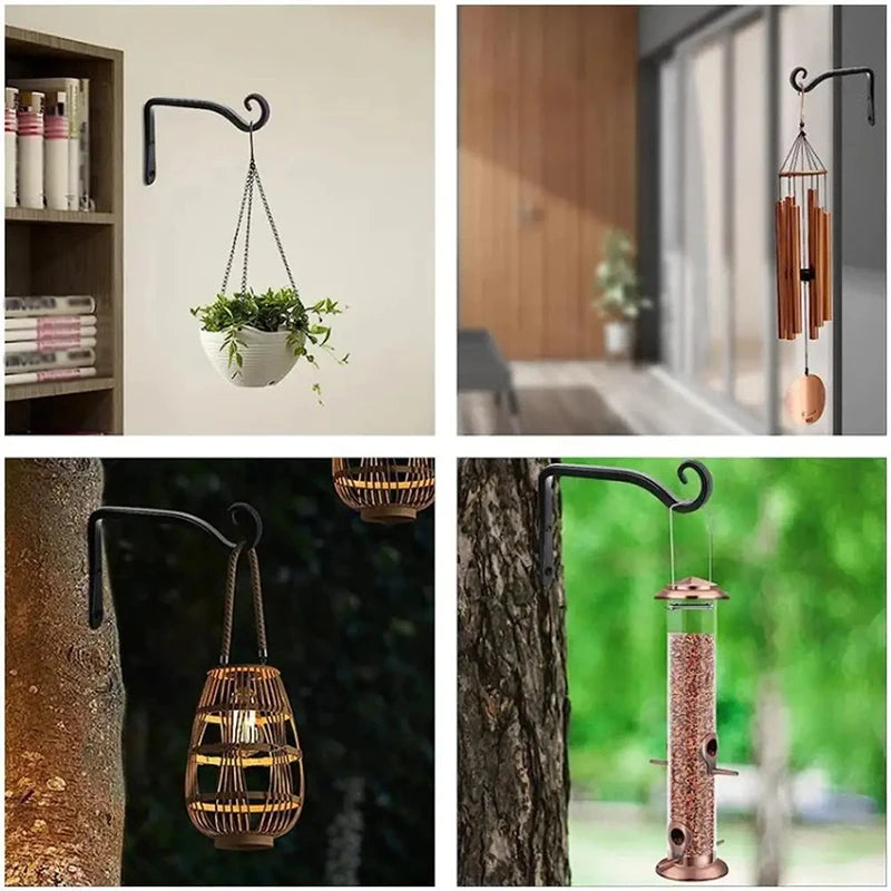 crochet mural moderne noir lanterne suspendue plante oiseau grain ampoules décoration intérieure extérieure