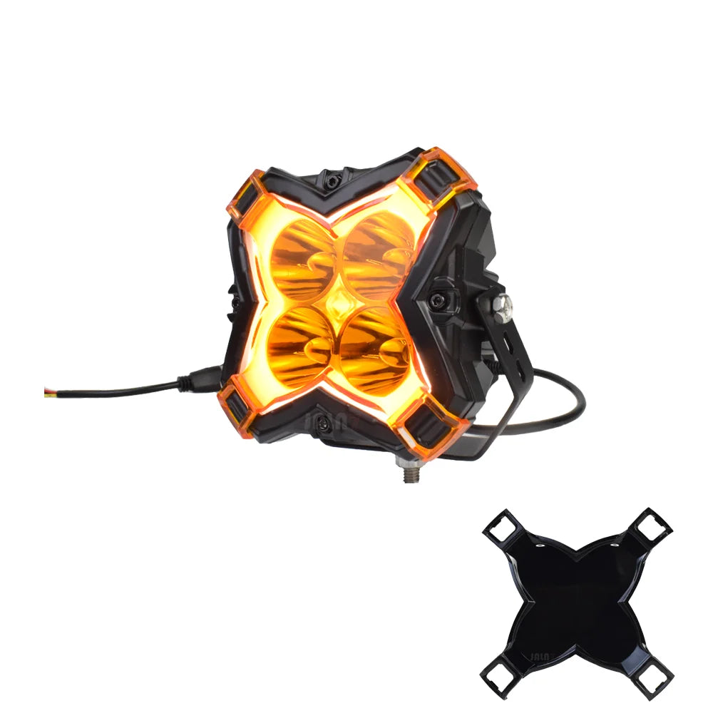 projecteur led noir orange quadrillé moderne robuste ip67 50w 6500k fixations adaptateurs tamaño