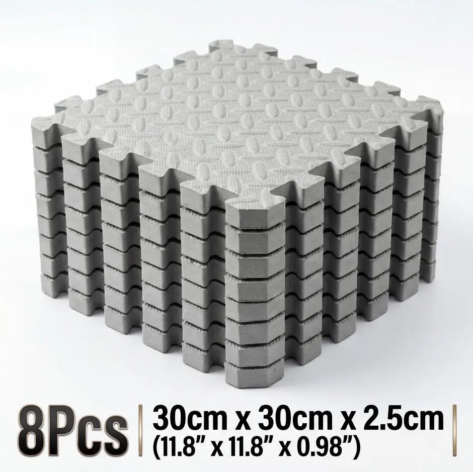 tapis sol mousse eva pouce interlocking gris clair texture ovale moderne pièces