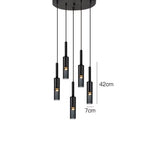 lumière suspendue moderne minimaliste métal noir gris doré abat jour translucide filament apparent/epl/pl