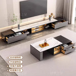 meuble tv moderne gris blanc marbre tiroirs rangement salon