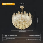 lustre cristal transparent doré feuilles pendeloques classique chambre salon