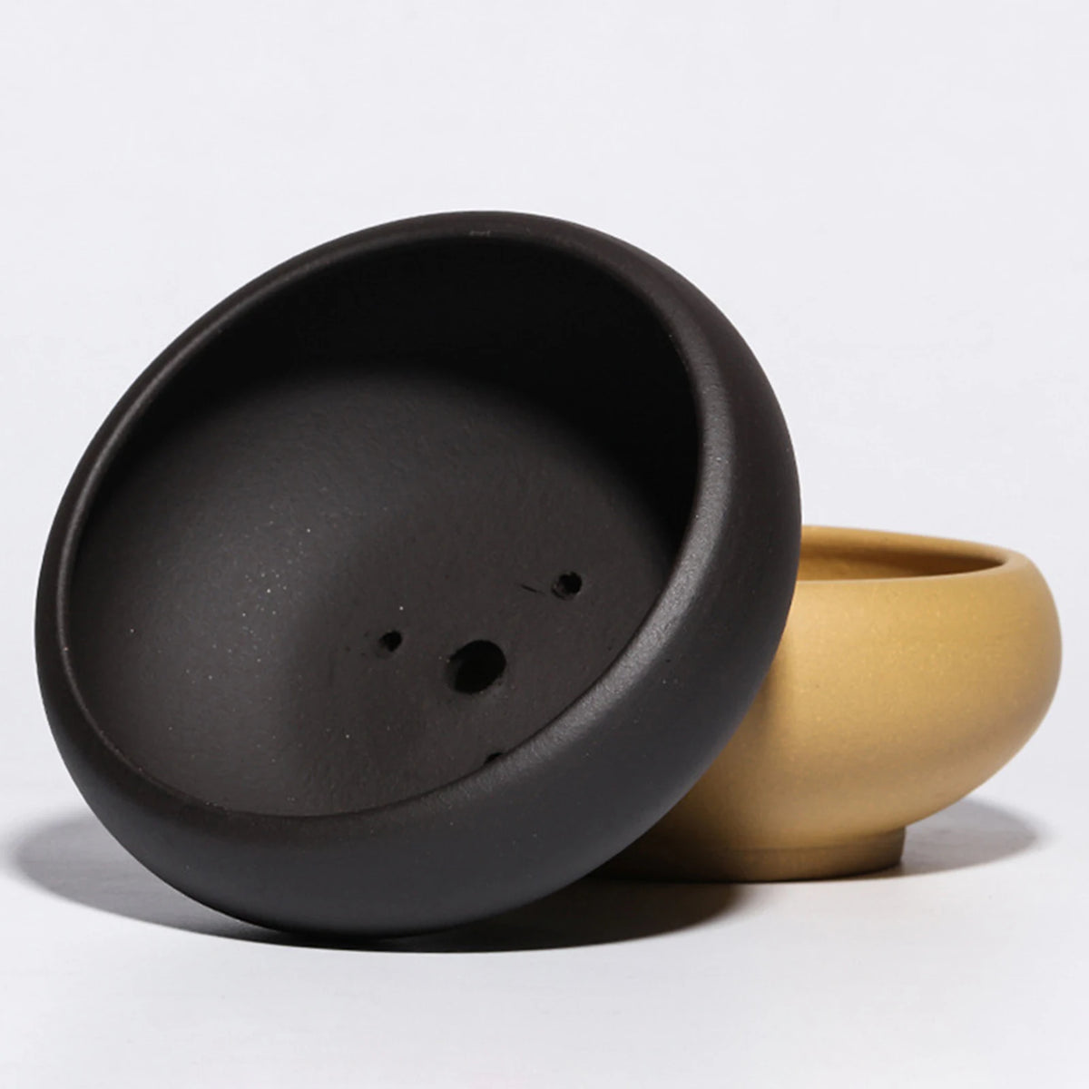 pot succulentes céramique moderne noir marron jaune sans finition opaque plante fleur