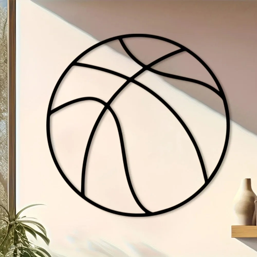 décoration murale ballon basket noir minimaliste intérieur salon chambre 30cm