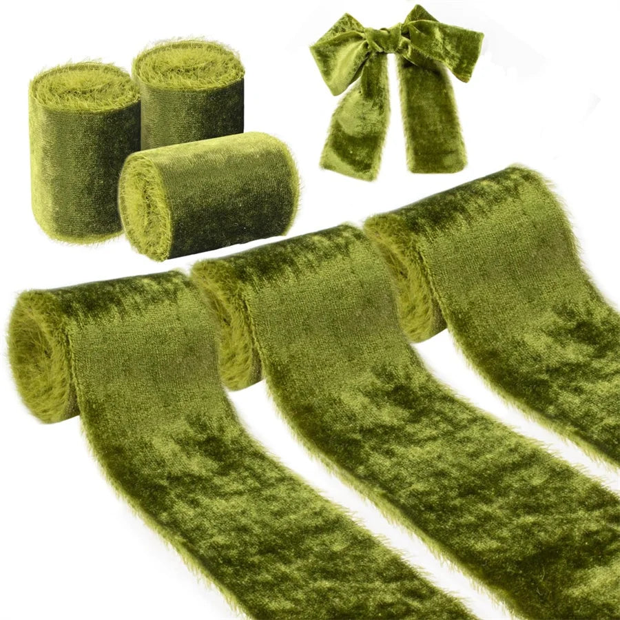 ruban velours vert foncé texture veloutée double face 4cm largeur décoration mariage emballage cadeau