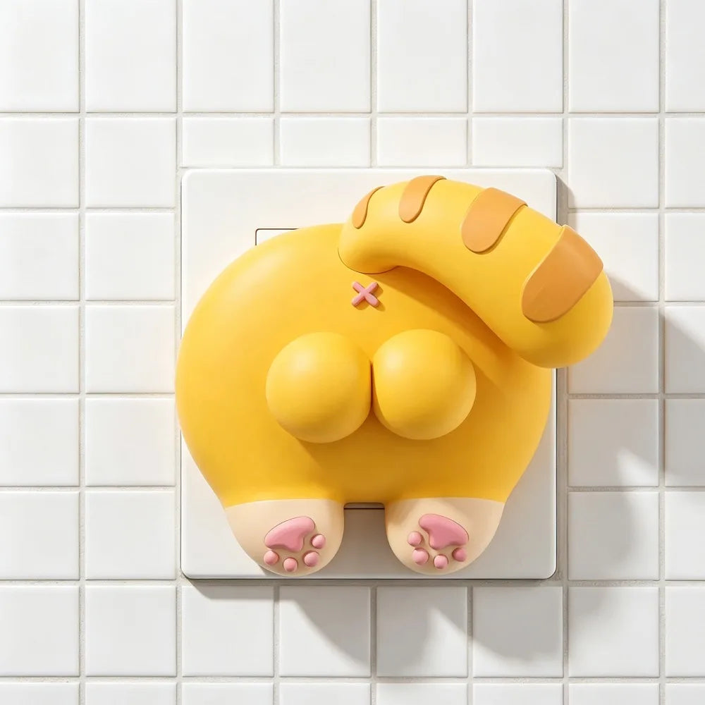 accessoire mural créatif adhésif peluche doux noir jaune rose mignon moderneintérieur décoration