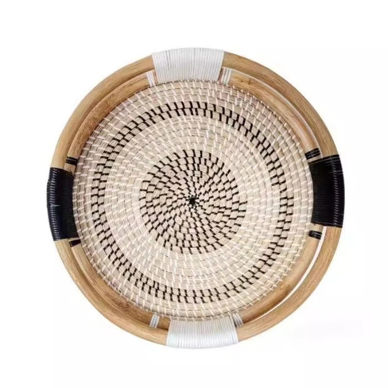 corbeille tressée rotin bohème géométrique blanc noir facile fixer rubans.velcro