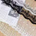 ruban dentelle blanc notes musicales fleurs bordure ajourée classique romantique polyester coton 14cm 5mètres