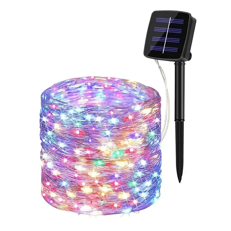 guirlande lumineuse solaire 7m 12m 22m 32m 40m multicolore blanc doré moderne