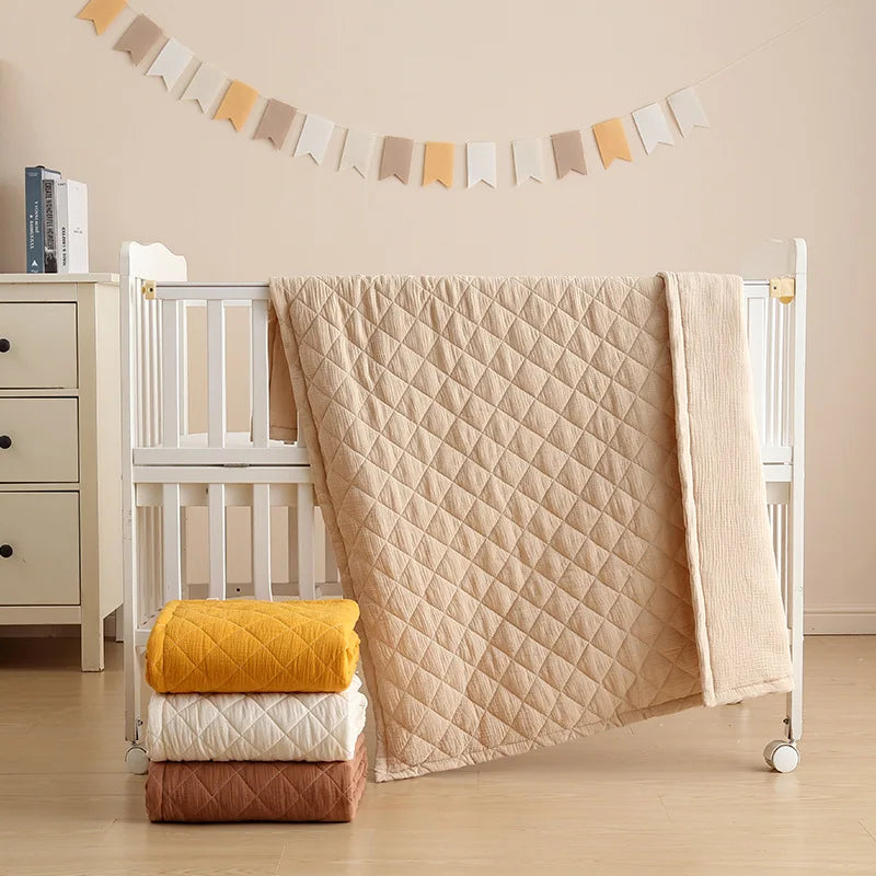 couverture bébé muslin coton solide beige géométrique hiver automne simple