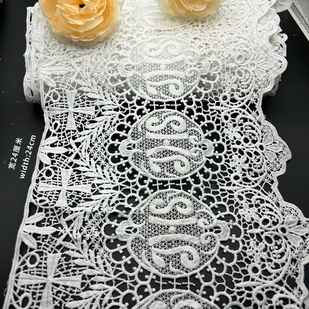 dentelle fibre lait blanc ornements floraux 24cm largeur écologique soluble eau classique bricolage