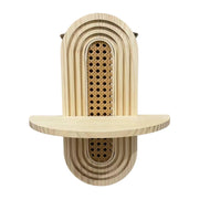 étagère murale bohème tressée bois blanc figurines décoration intérieure minimaliste scandinave arches concentriques