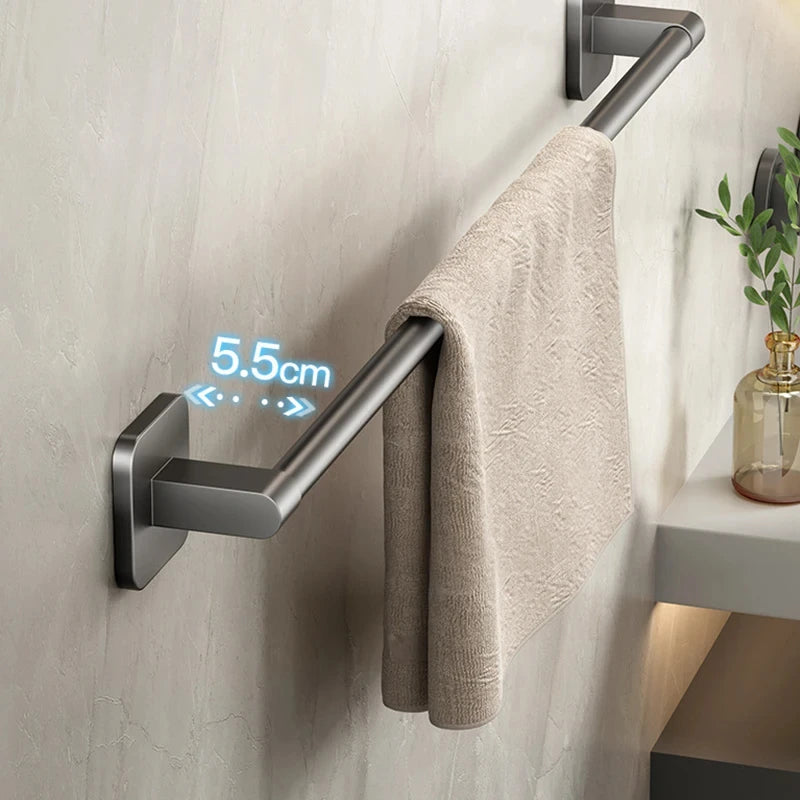 porte serviettes mural adhésif gris moderne salle bain support rangement serviettes guide mesure