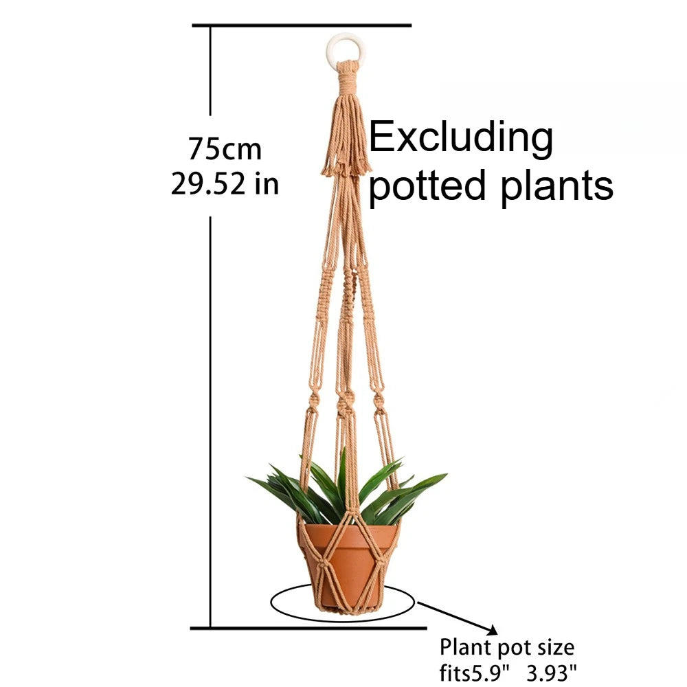 décoration boho macramé suspendu anneaux bois cordes naturel nœuds simples géométriques