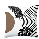 taies d'oreiller polyester motifs géométriques feuilles moderne blanc marron noir opaques canapé lit 40x40cm