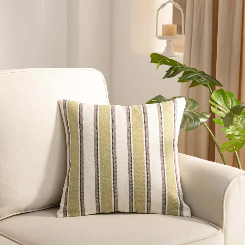 taies d'oreiller coton polyester rayées modernes opaques 45x45cm bleu marine rouge vert olive