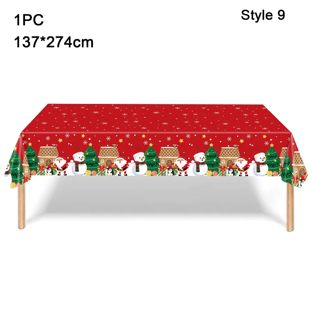 vaisselle noël 24 pièces assiettes fourchettes couteaux serviettes père noël motifs traditionnels rouge blanc