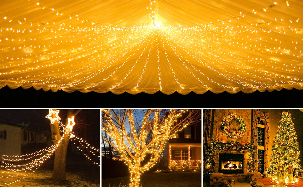 guirlande lumineuse solaire extérieure modes bleu multicolore moderne jardin mariage