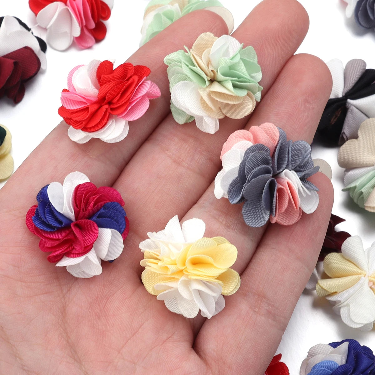 fleurs artificielles tissu plissées 2.5cm multicolore décoratives mariage scrapbook décoration intérieure bricolage couvre chef