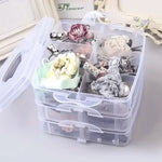 boîte rangement plastique transparente multi compartiments poignée bijoux jouets accessoires maison