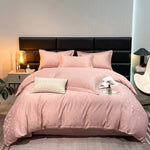 housse couette jacquard brodée ensemble pièces lit double gris clair contemporain fixations opaques microfibre